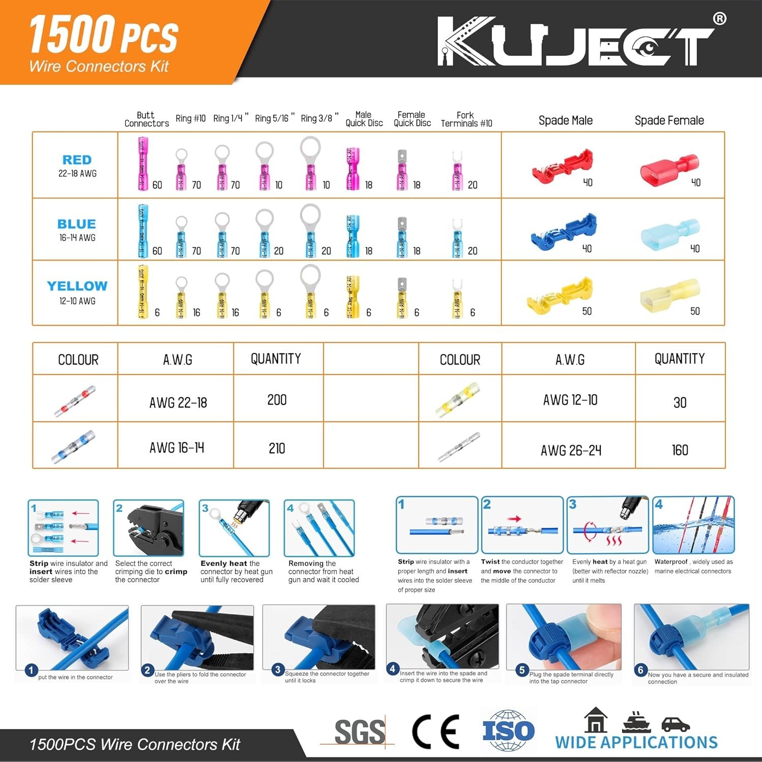 Waterproof 1500PCS Electrical Connector Kit – Perfect for Marine and Trucking