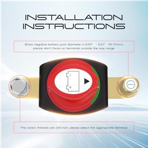 Side Post Battery Disconnect Switch, Battery Cut Off Side Post Adapter 275A