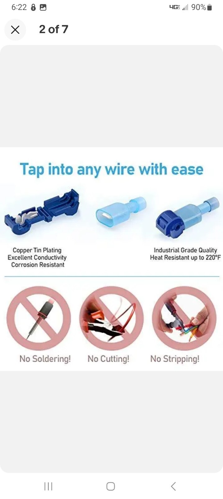 50PCS T-Tap Wire Connectors Self-Stripping Quick Splice Electrical Wire Term…