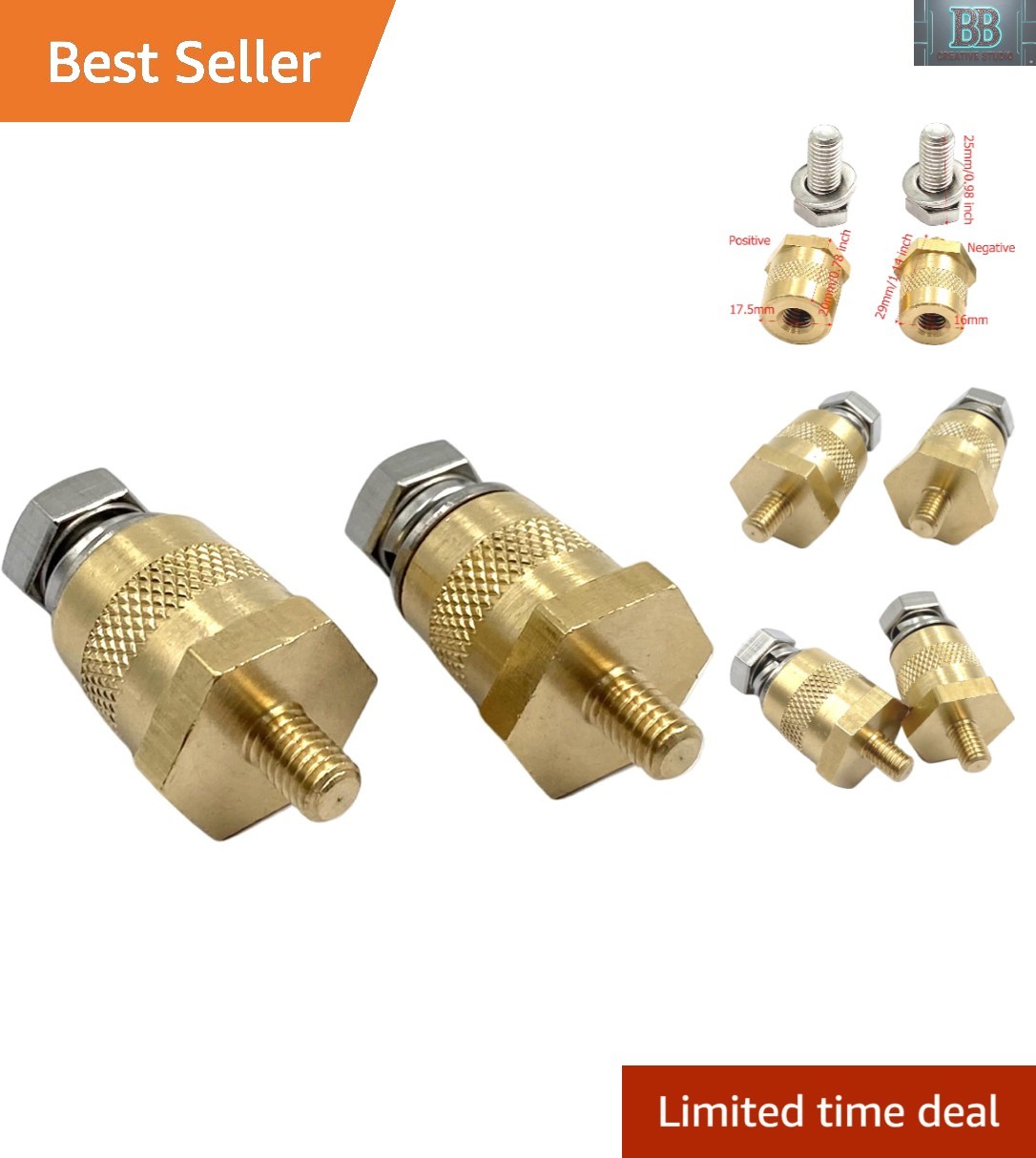 M6 Brass Battery Connectors Kit with Screws: Ideal for Cars, Boats & Accessories
