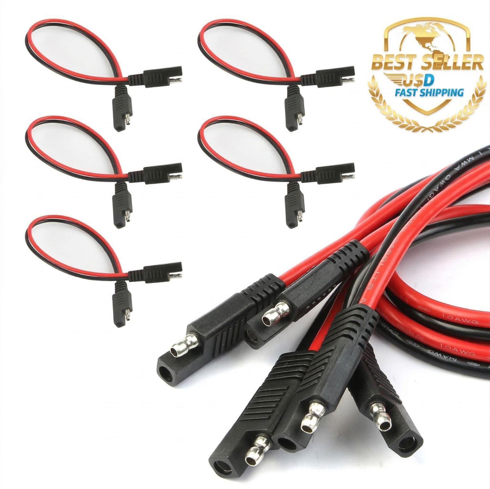 GLSOWEE 5pc 14 AWG SAE Connector Quick Disconnect Wire Harness for Car Motorcycl