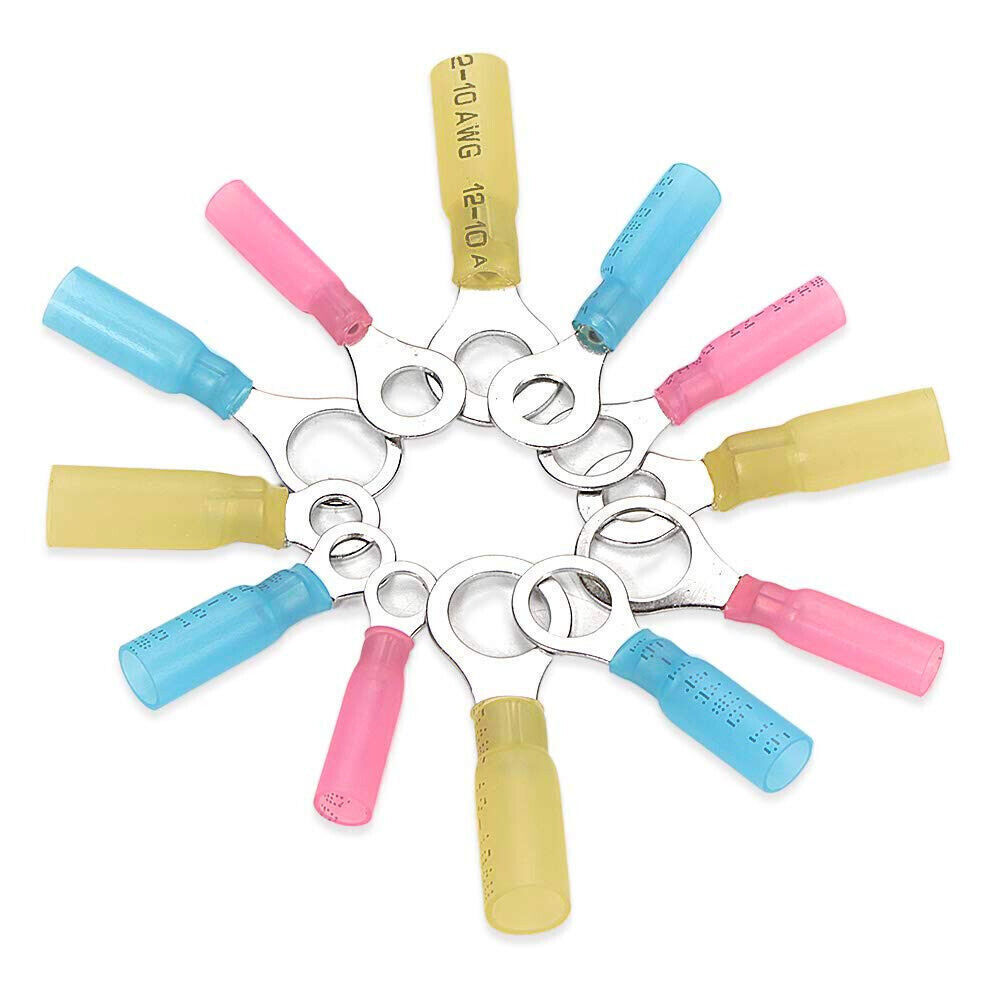 50x US Wire Crimp Waterproof Heat Shrink Ring Connectors Terminals M5 M6 M8 M10
