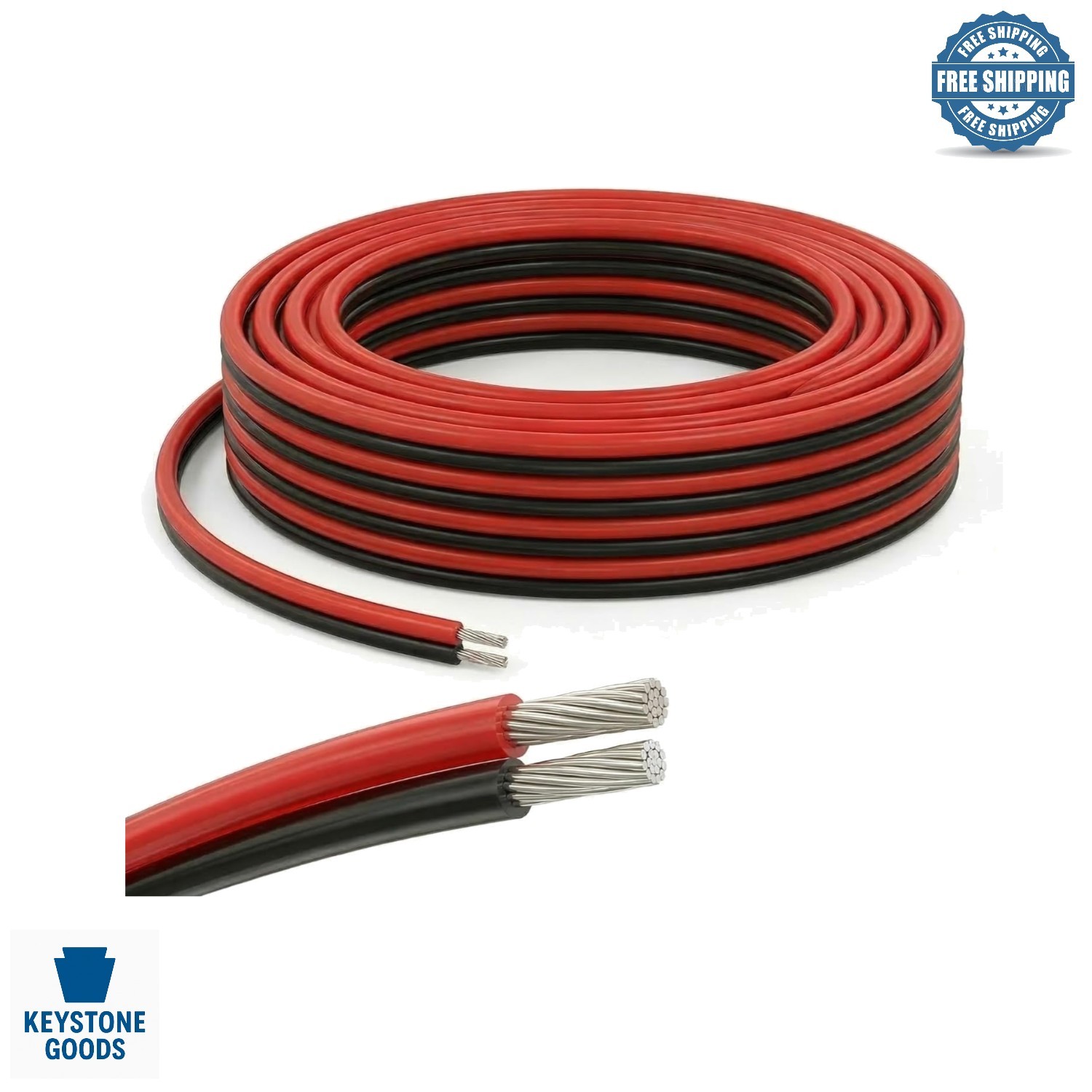 66ft 20AWG 2-Pin Tinned Copper Extension Cable for LED Strips, 12V/24V