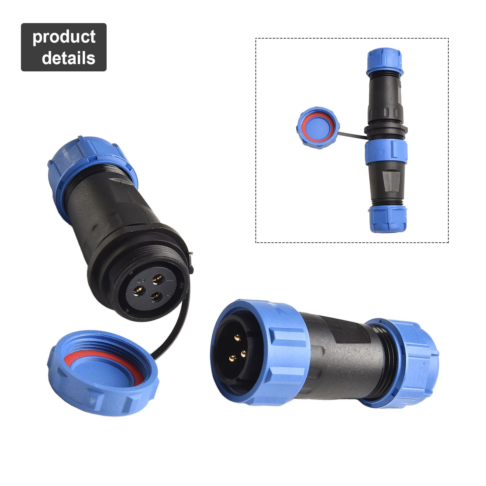 Waterproof Cable Connector Wire Connector 30A 3Pin AC 1500V Mount Pair