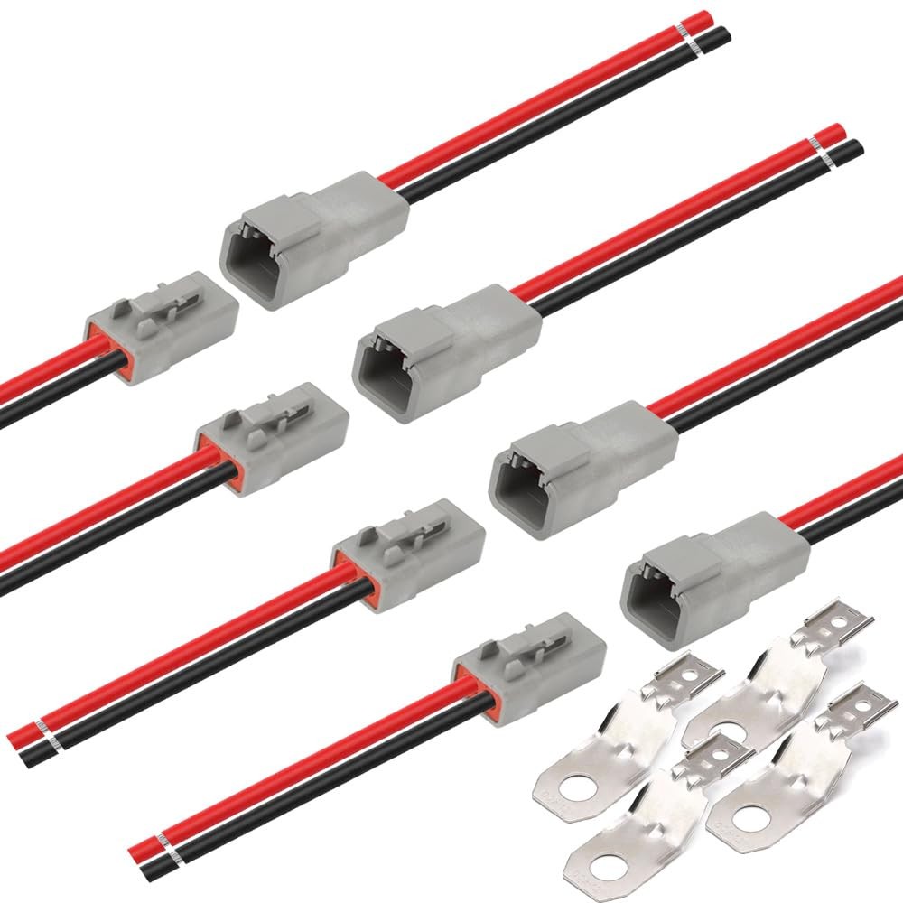 DTP 2 Pin Waterproof Connector with 12 AWG Cable Wire,2 Way DT Connector