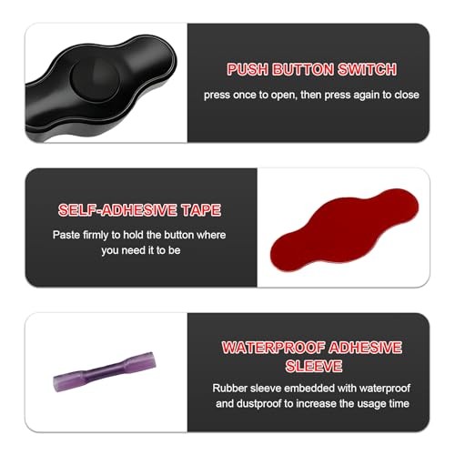 Waterproof Push-Button Switch with Quick Connector, 12V Mini Button LED Accent