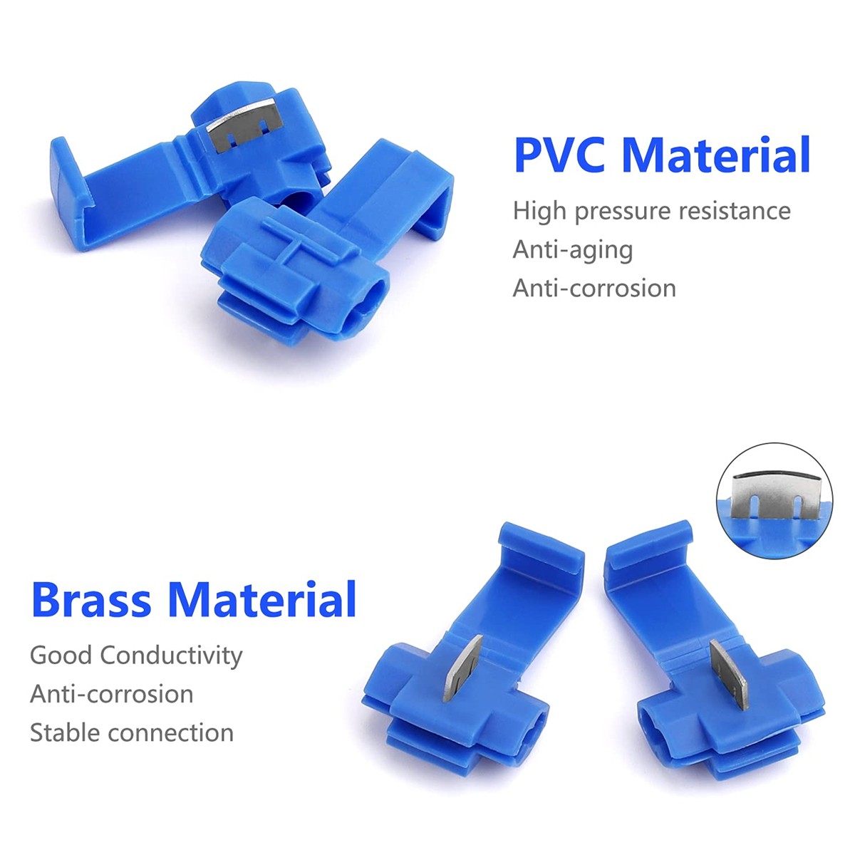 50/400PCS 22-10 AWG Solderless Quick Splice Snap Wire Connectors Crimp Terminals