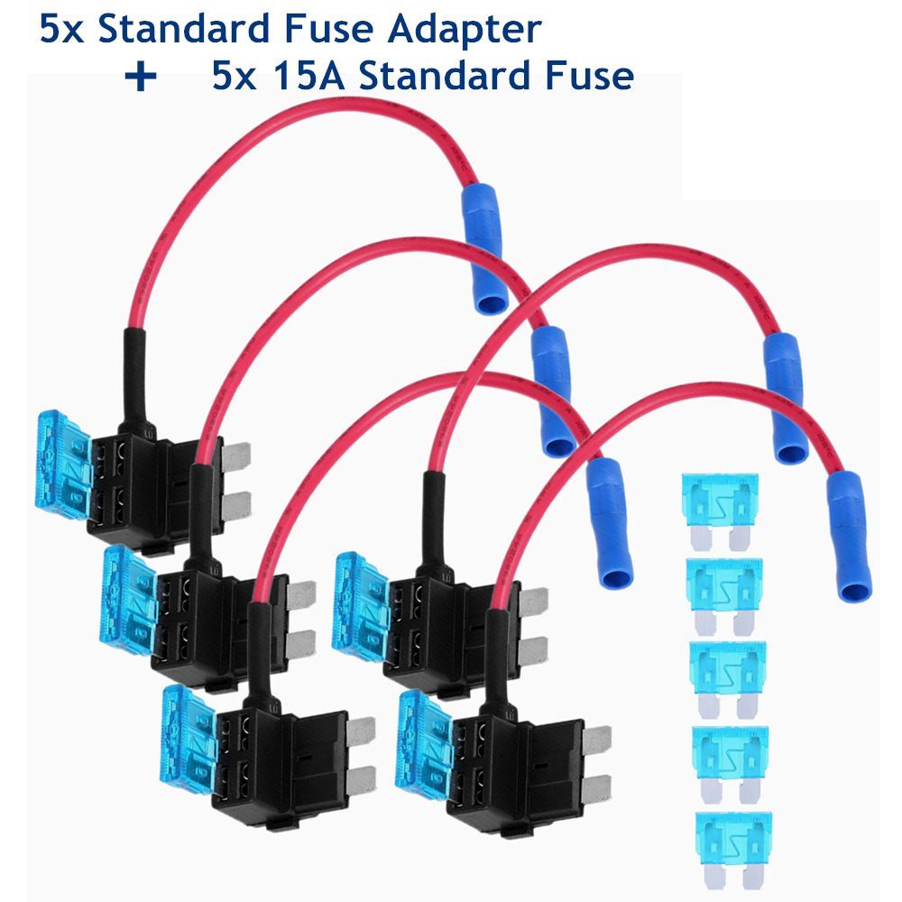 5PCS Car Add-a-circuit Fuse TAP Adapter Standard ATO ATC Auto Blade Fuse Holder