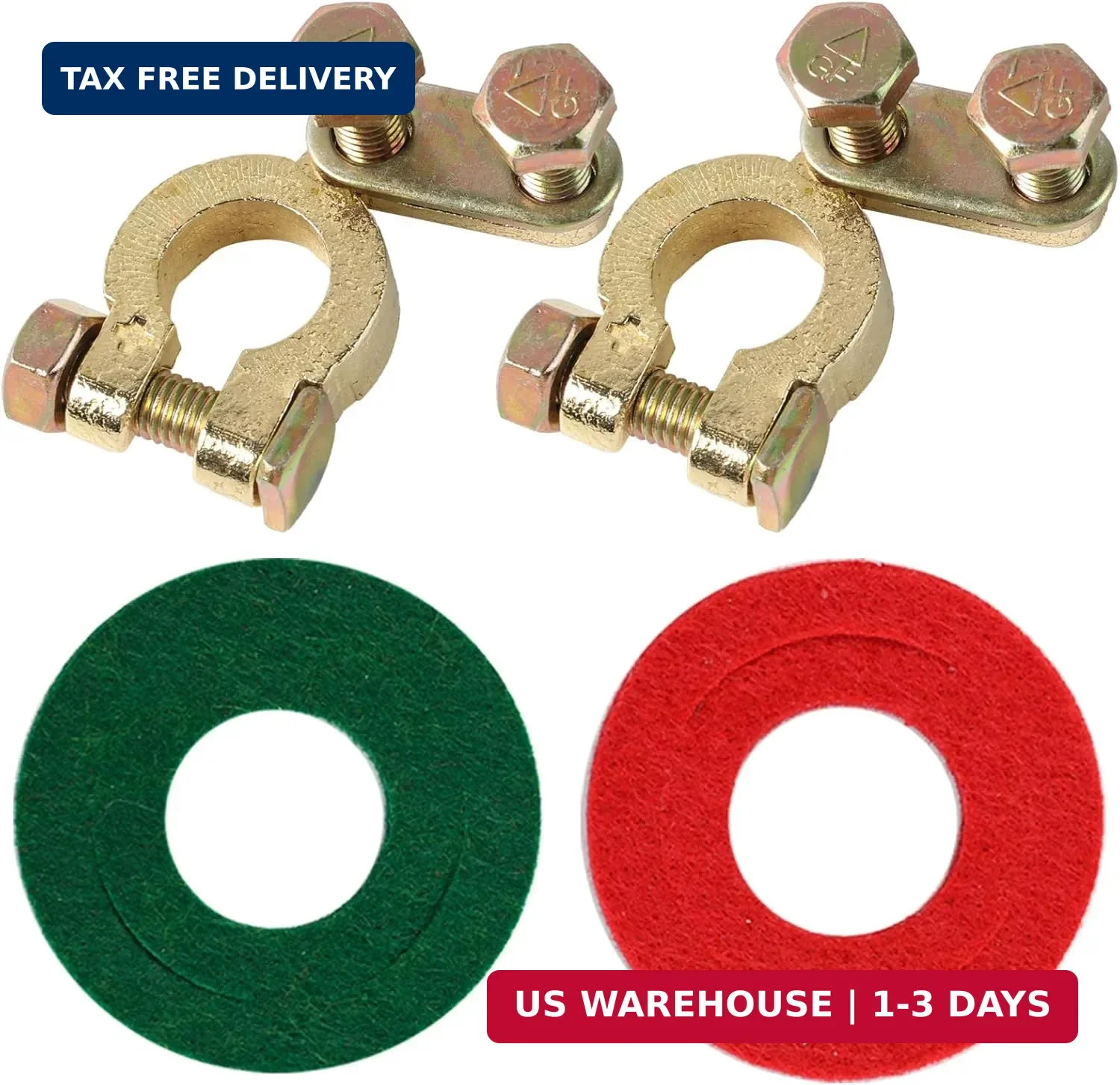 2pcs Pure Brass 12V Car Leisure Battery Terminals Connectors Clamps Top Post Van