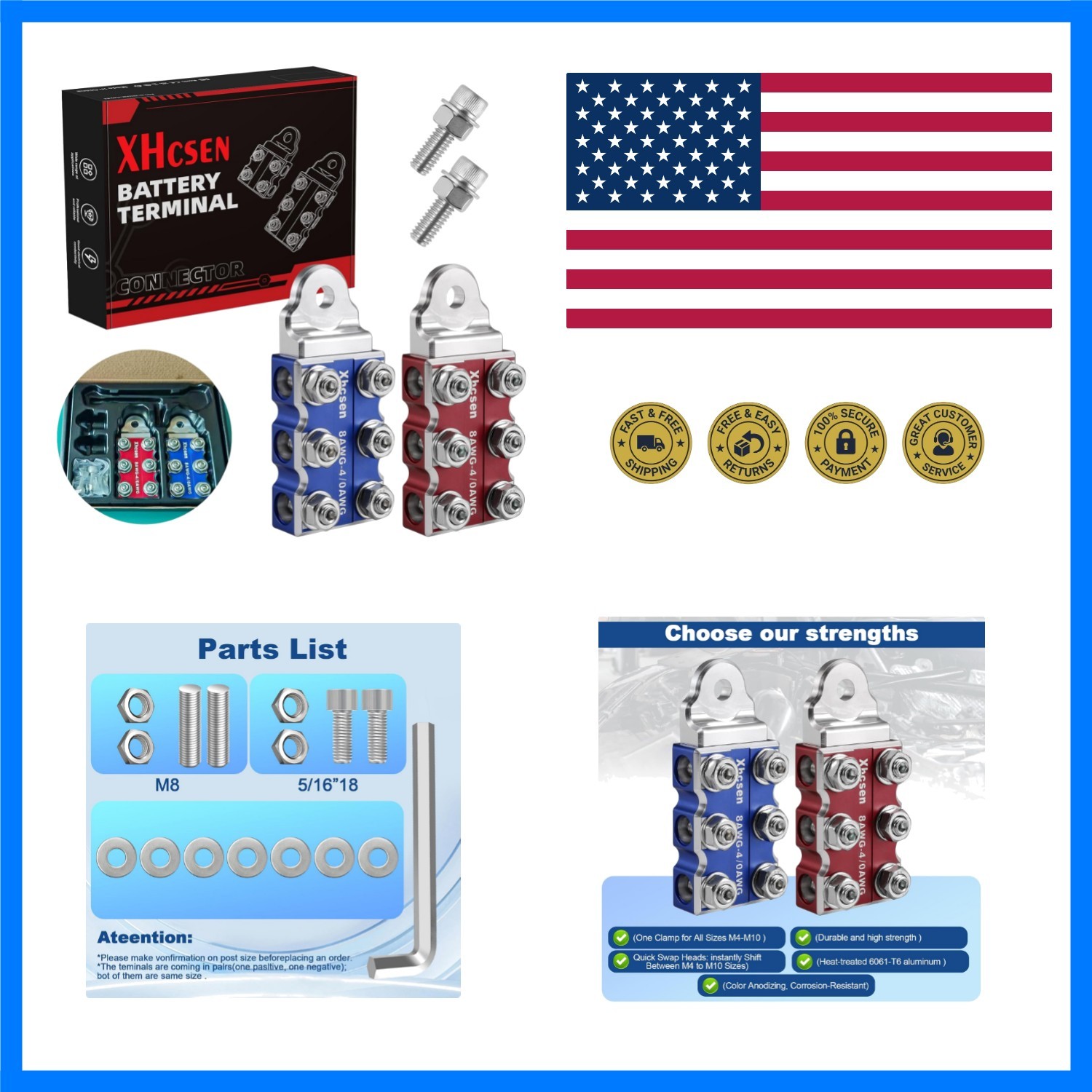 Heavy-Duty 12-Way Battery Terminal Connectors, 8AWG to 4/0 AWG Universal for …