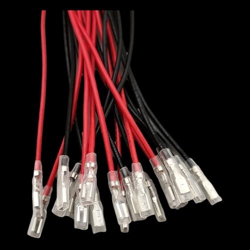 2.8mm Female Spade Crimp Terminals with Insulating Sleeve and 20cm 18AWG Red