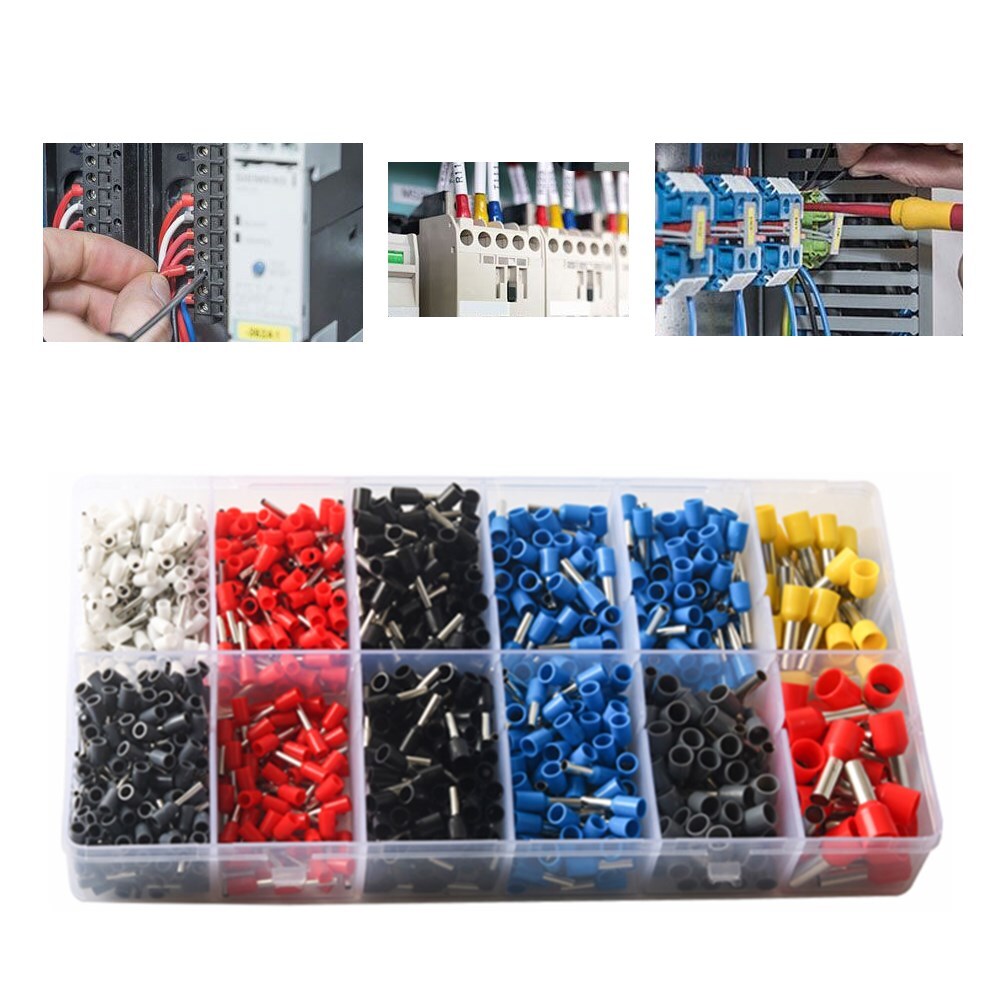 1200PCS Connectors Cord Wire Crimp Cable Pin End Bootlace Ferrule Terminals Kit