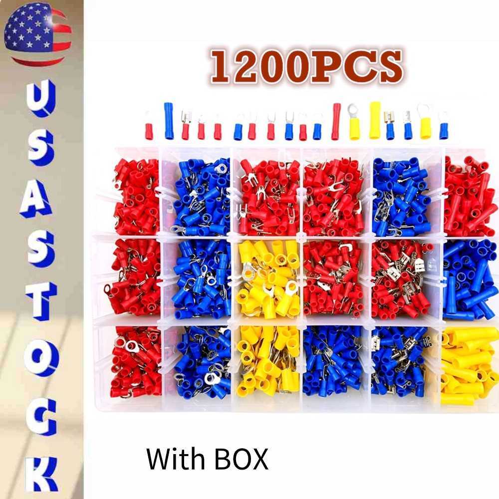 1200pcs Assorted Insulated Electrical Wire Crimp Spade Connector Terminals Spade