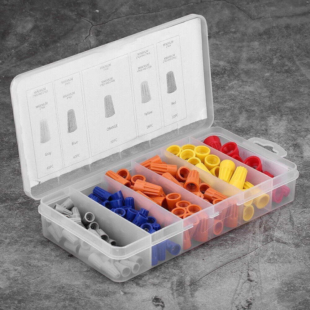 158pcs Assorted Twist on Wire Connectors Screw Terminals Spring Insert Wring
