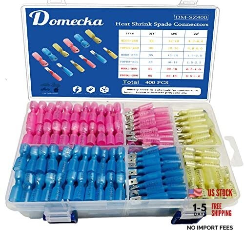 400pcs Heat Shrink Spade Connectors Electrical Spade Terminal Wire Connectors