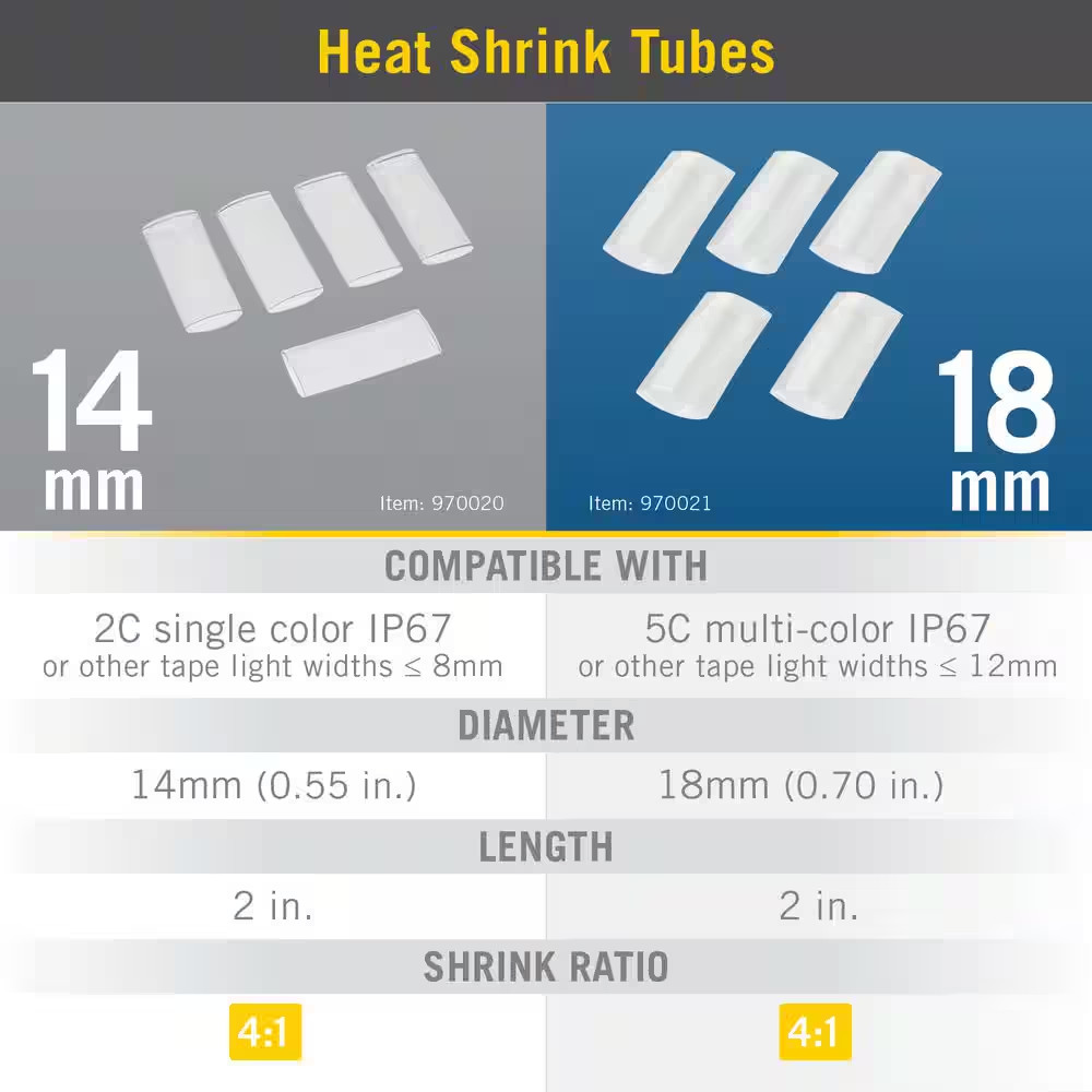 LED Tape Light Connector Heat Shrink Tube 14 Mm Mounting Hardware (5-Pack)
