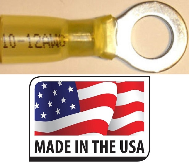(100 PC) 12-10 GA. 1/2″ 3M Heat Shrink Ring Terminal Marine ~ Auto Made in USA