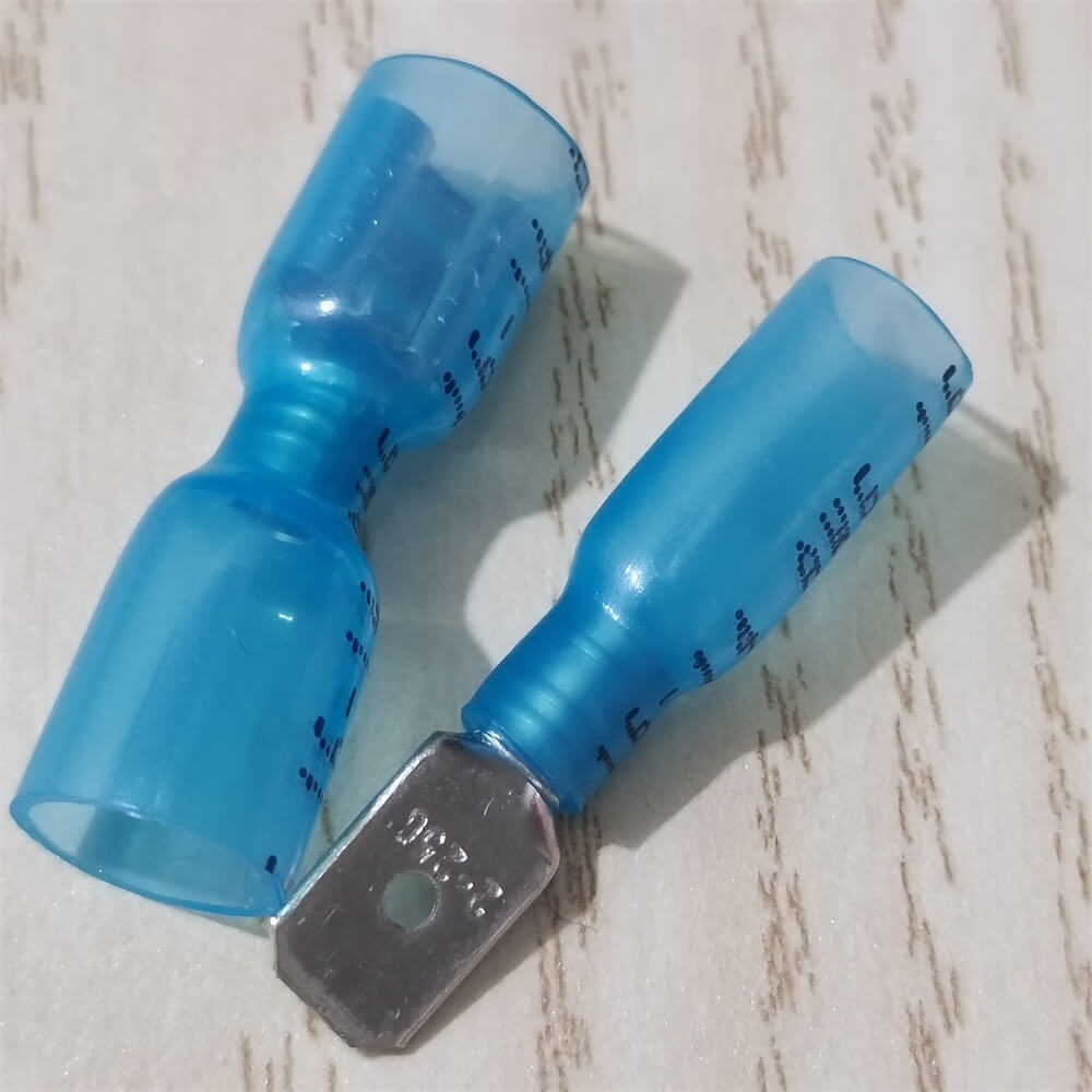 Blue Waterproof Spade Female/Male Heat Shrink Wire Connectors Terminals 16-14AWG
