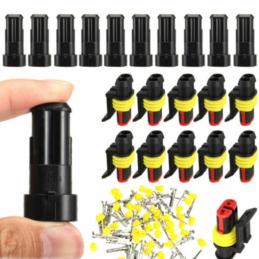 2Pin Way Car Waterproof Male Female Electrical Connector Plug Wire Kit Set Lot