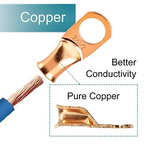 10PCS Battery Cable Ends, 4 Gauge Wire Connectors 3/8 Copper Wire Lugs, Bare …