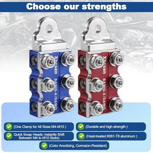 Heavy Duty Battery Terminal Connectors Positive Negative Set 8AWG-4/0 AWG