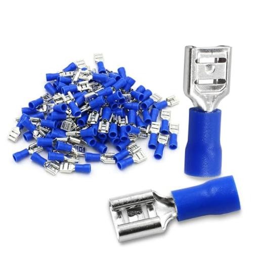 -Pack 1/4″ Female Quick Disconnect Spade Terminals, 16-14 AWG 6.3mm (0.25 100