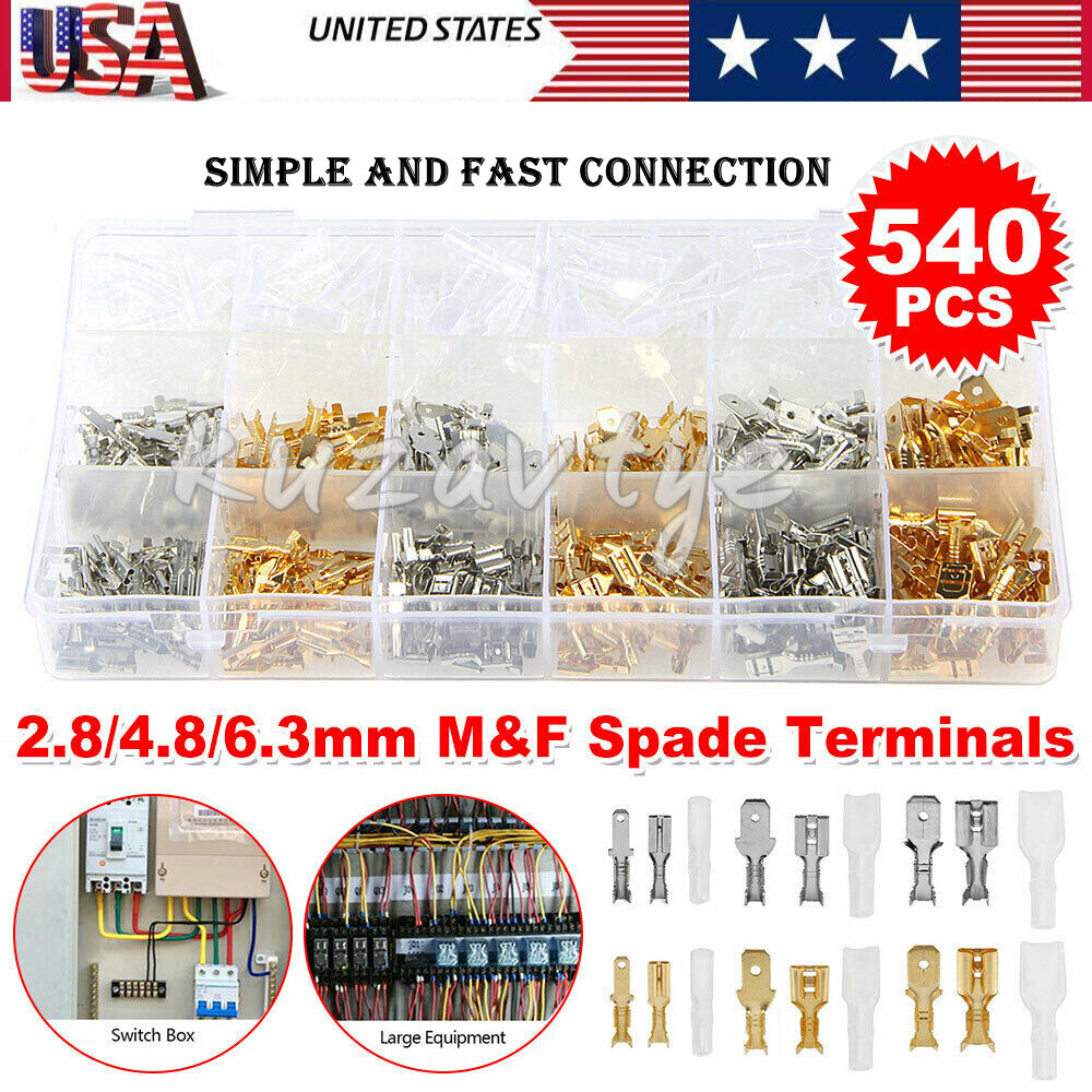 900/540Pcs Male Female Spade Wire Connector Crimp Terminal for Car Audio Speaker