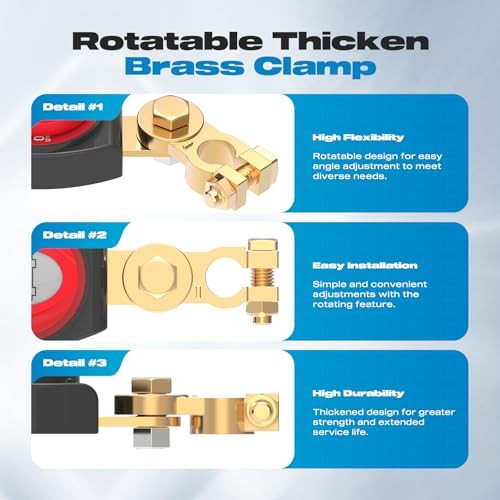 On/Off 275A Top Post Battery Switch with Negative Top Post with Brass Clamp