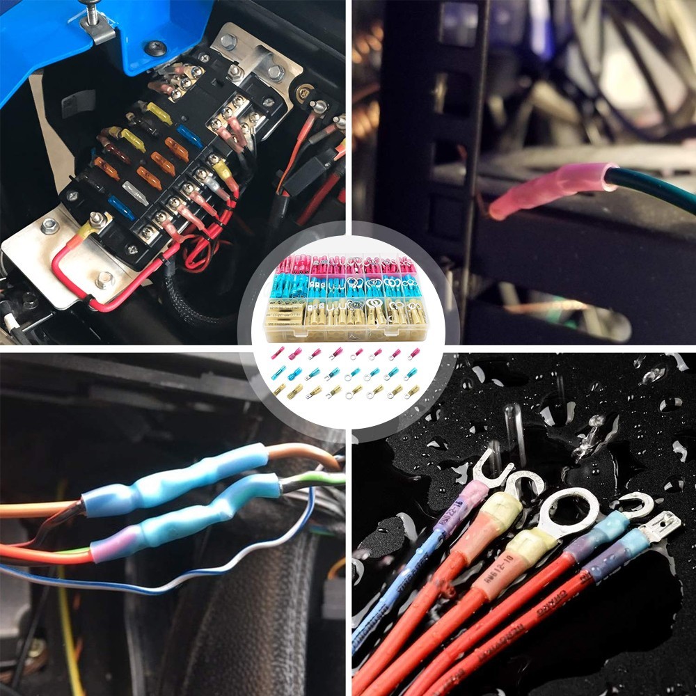 250Pcs Heat Shrink Butt Wire Connectors Waterproof Crimp Splice Terminal Kit