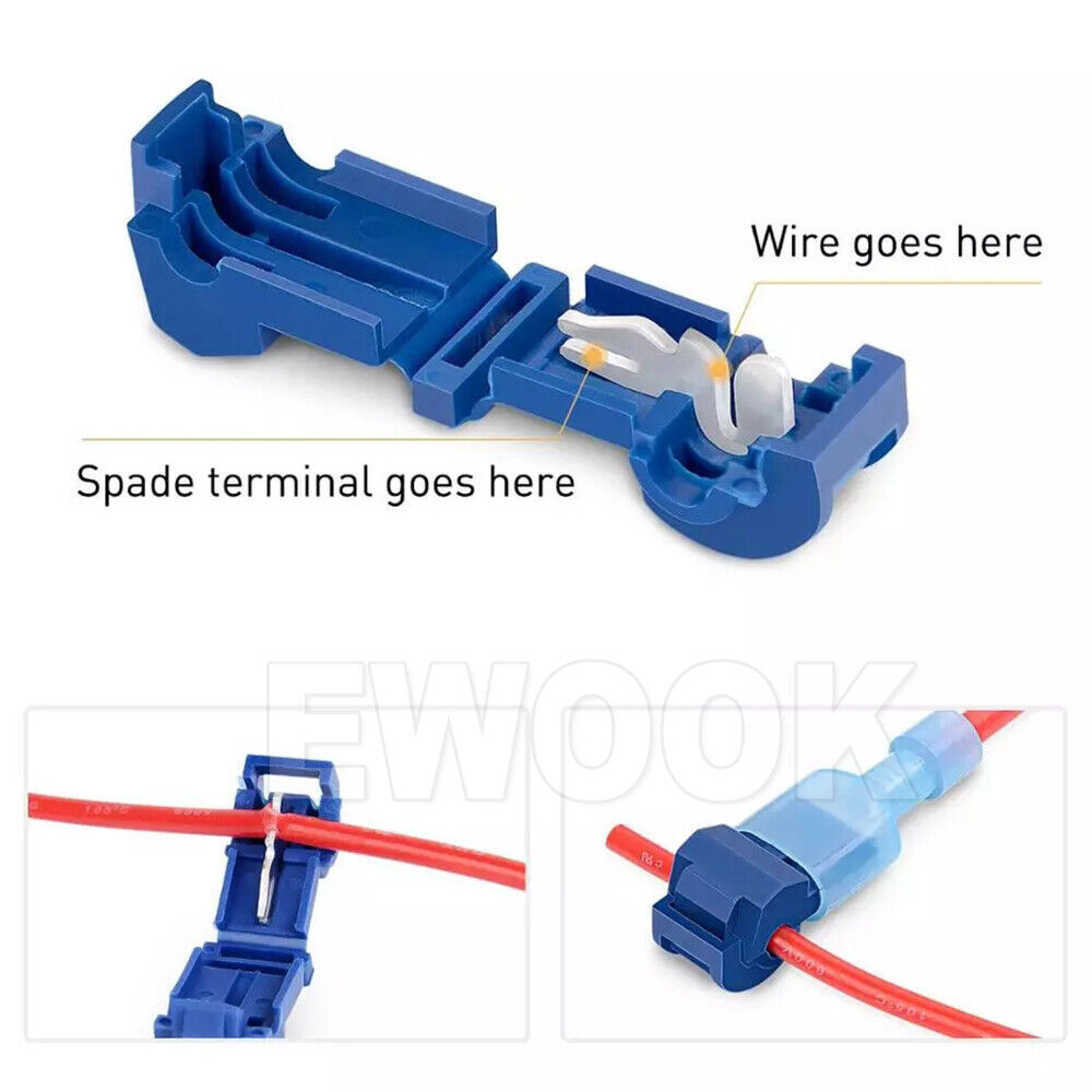 60x Terminals Crimp Connectors Quick Splice Lock Wire T Tap Scotchlock Cable