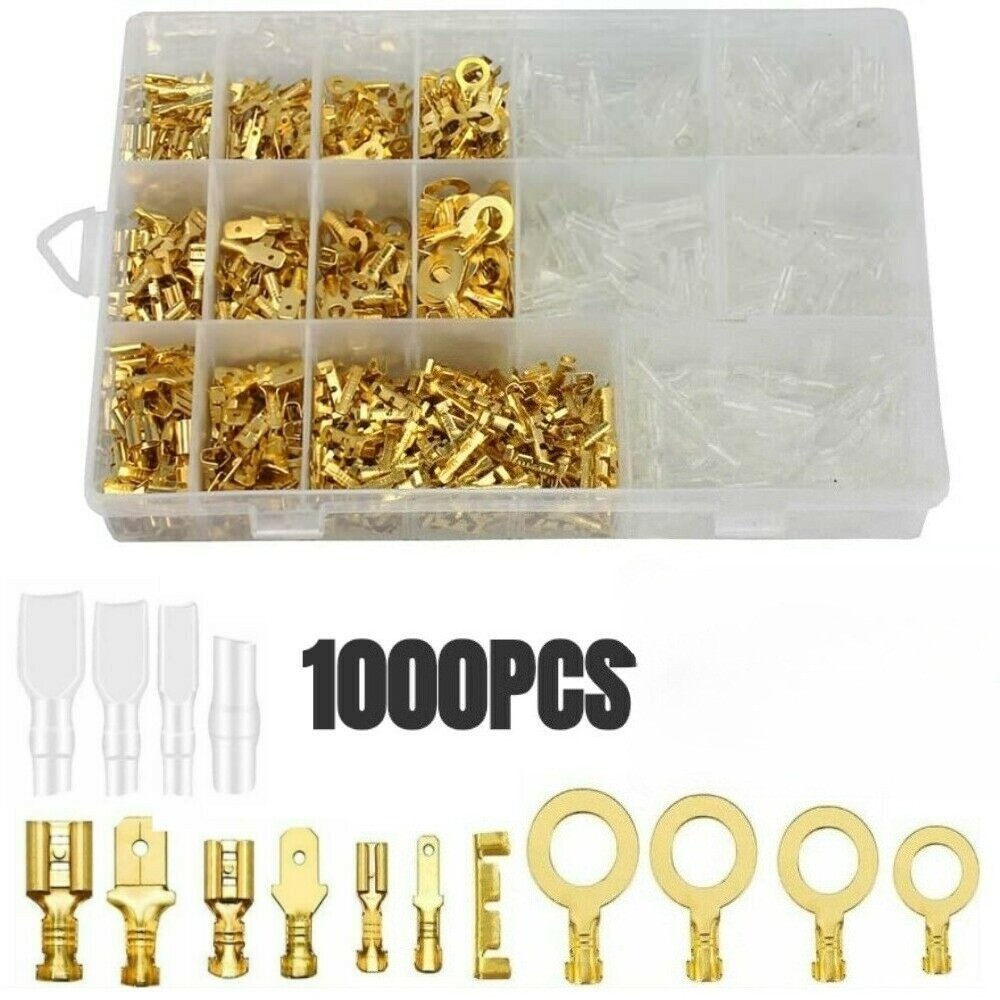 1000PCS Assortment Spade Male Female Terminals Electrical Wire Crimp Connectors