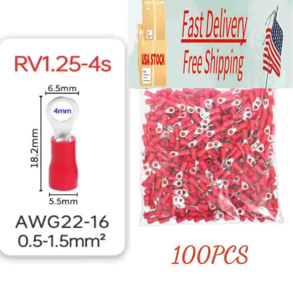 Insulated Ring Electrical Wire Connectors Splice Spade Crimp Terminals 22-16AWG
