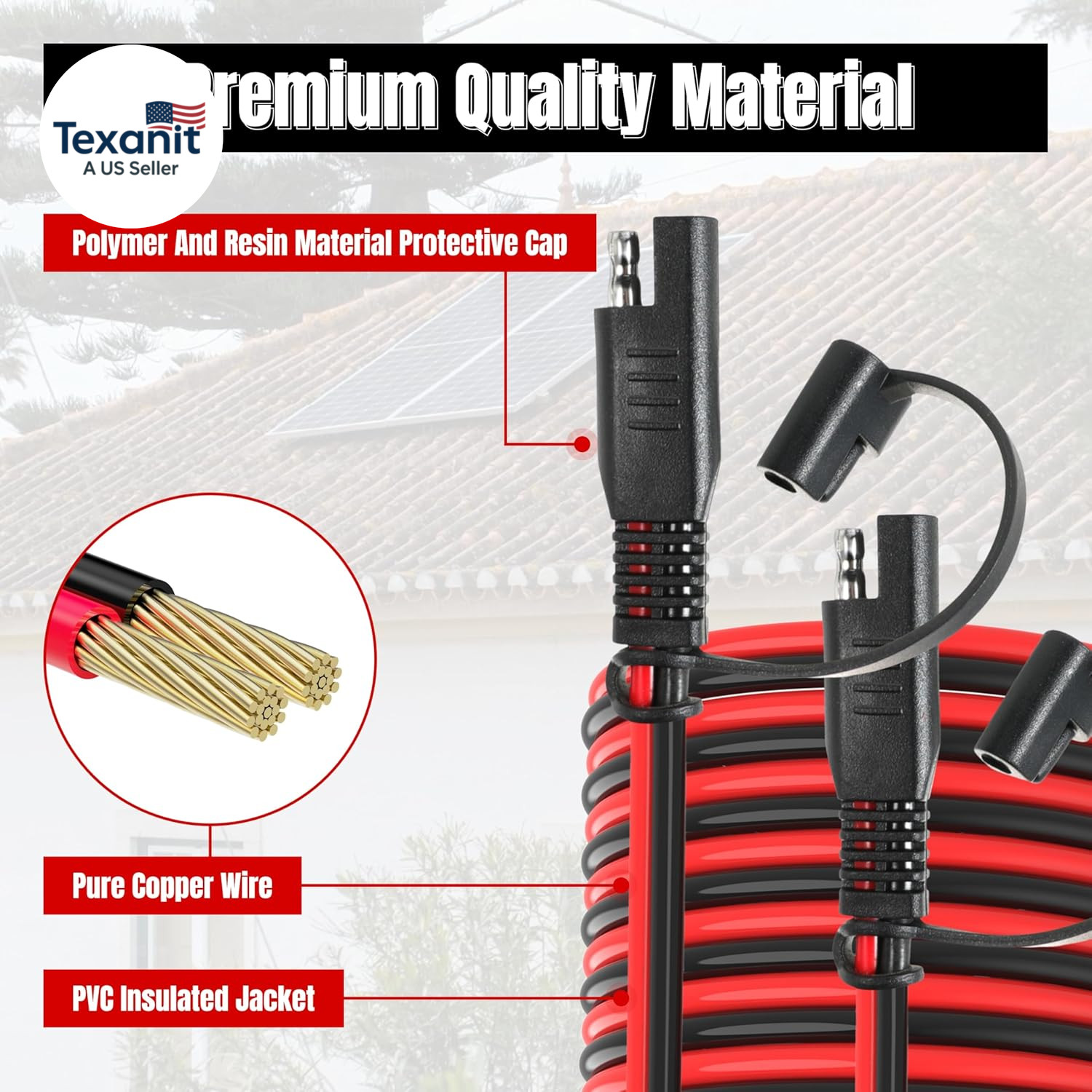 6FT 12AWG SAE Extension Cable, 12 AWG SAE to SAE Quick Disconnect Wire Harness 1