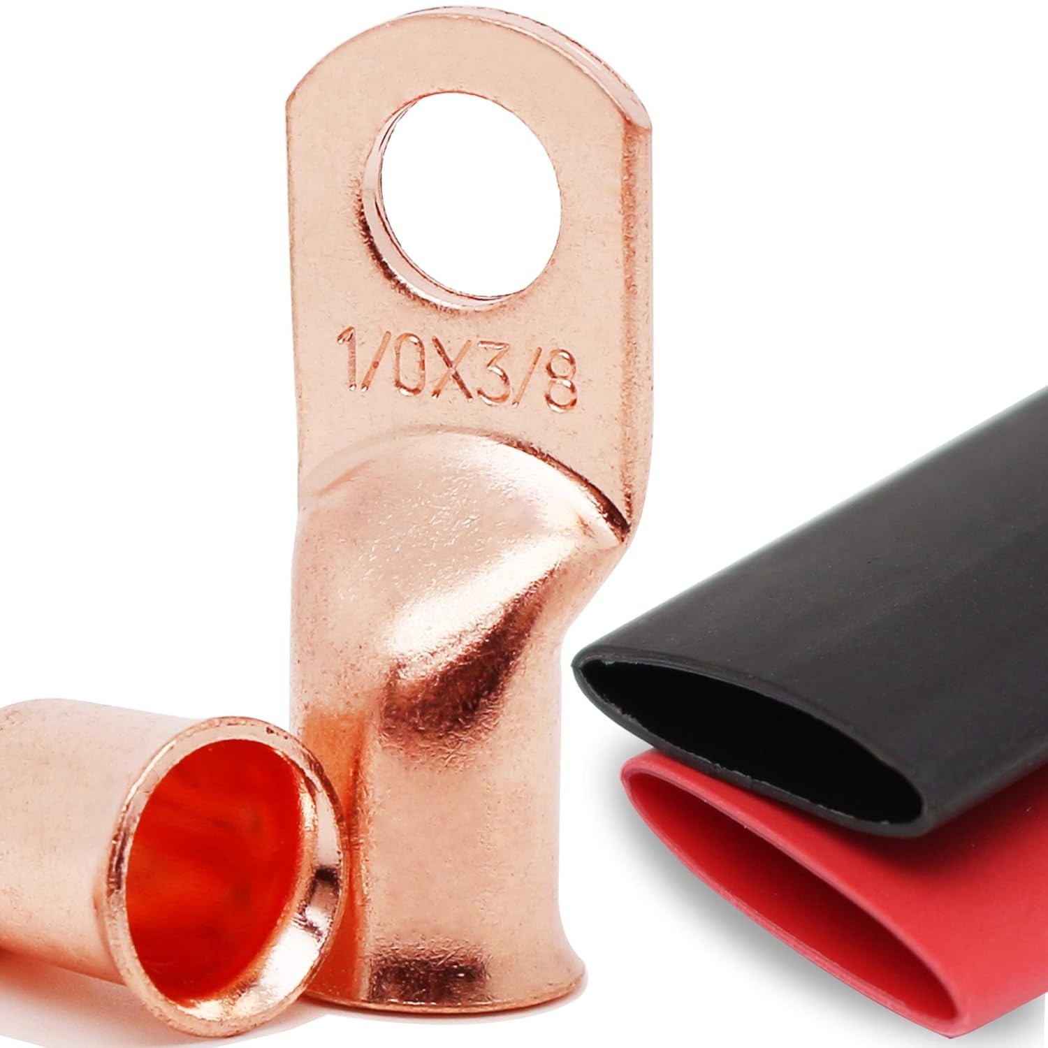 Superior 1/0 AWG Battery Lugs & Heat Shrink Tubing for DIY Electrical Projects