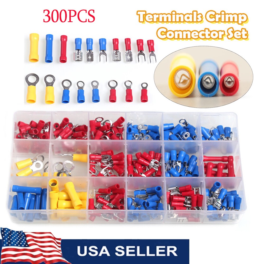300PCS Assorted Insulated Electrical Wire Cable Terminal Crimp Connector Set
