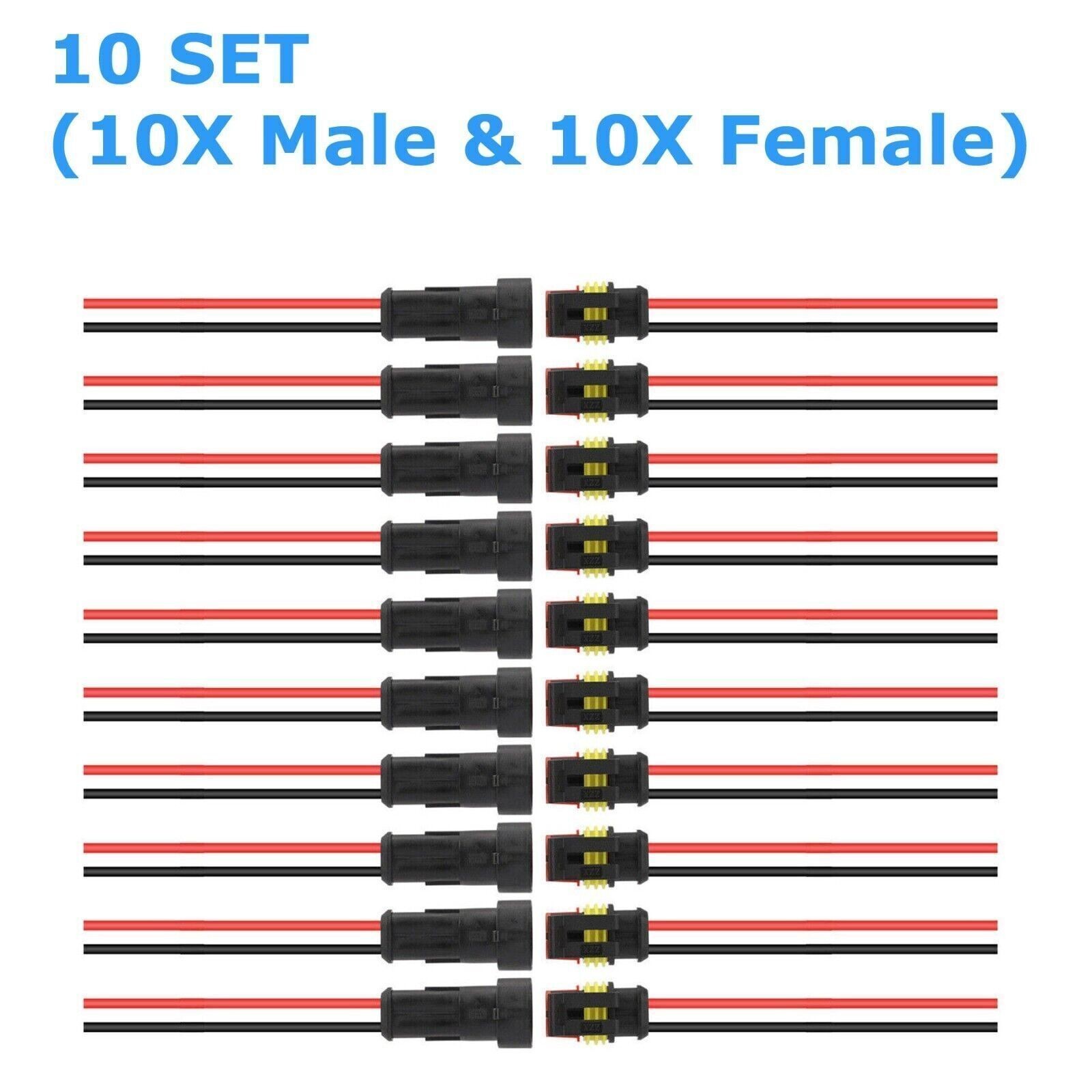 2-10SET Car Electrical Wire Cable Connector Male Female 2Pin Plug Kit Waterproof