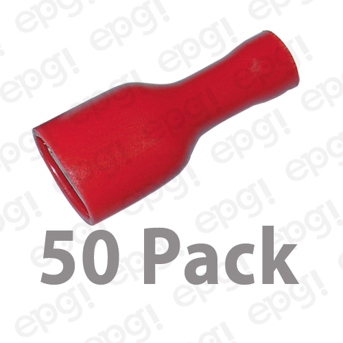 FEMALE FULLY INSULATED QUICK DISCONNECT TERMINAL VINYL .25″ RED 22-18g#103A-50PK