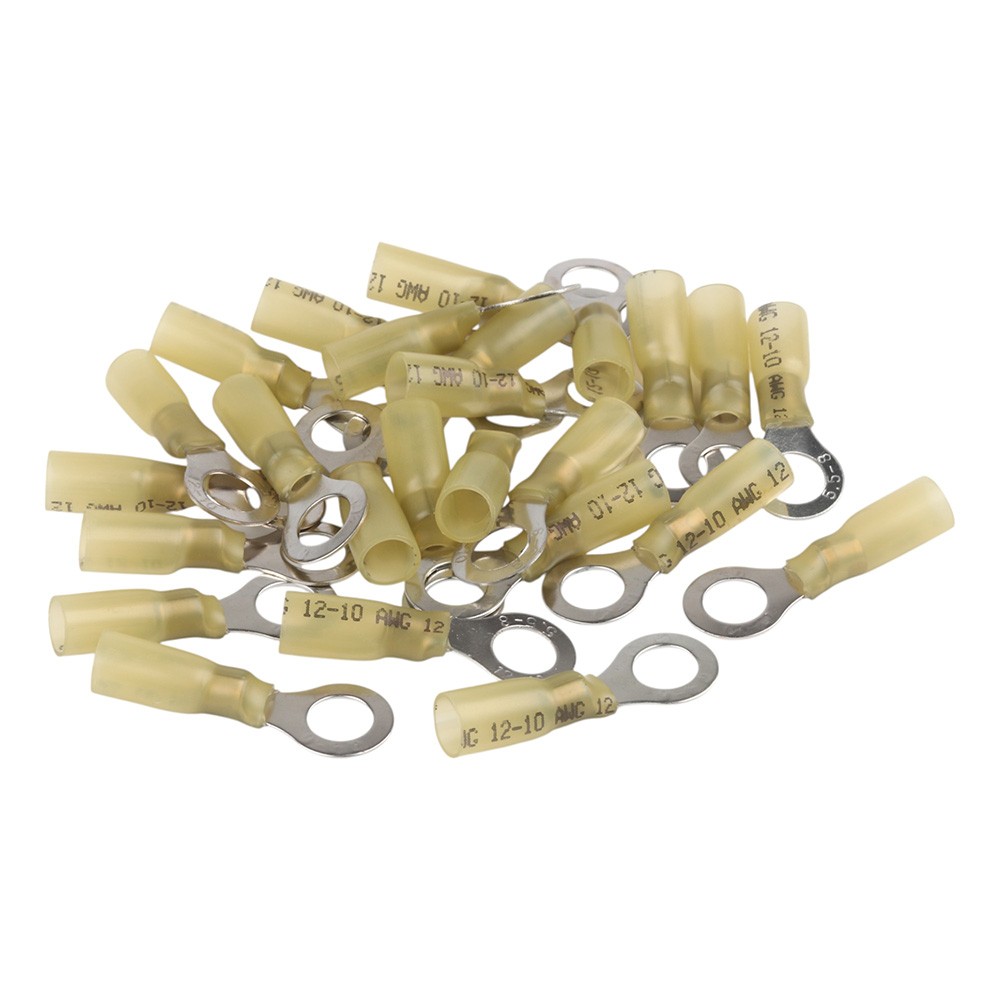 Yellow 12-10 AWG Heat Shrink Ring Terminals Marine Wire Connectors 5/16″ Stud