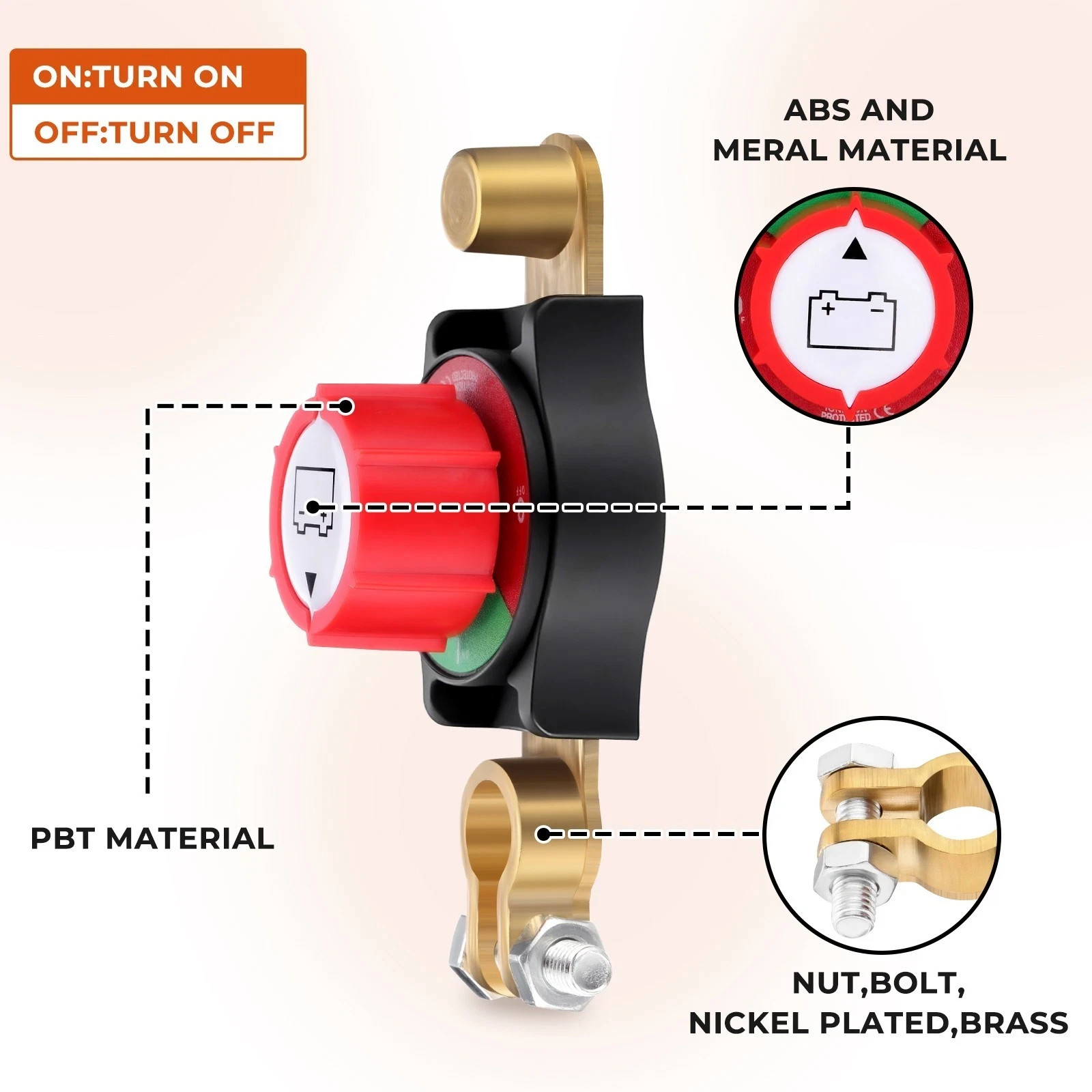 12V-48V Side Post Battery Disconnect Switch Kill Cut Off Switch for Car RV Boat