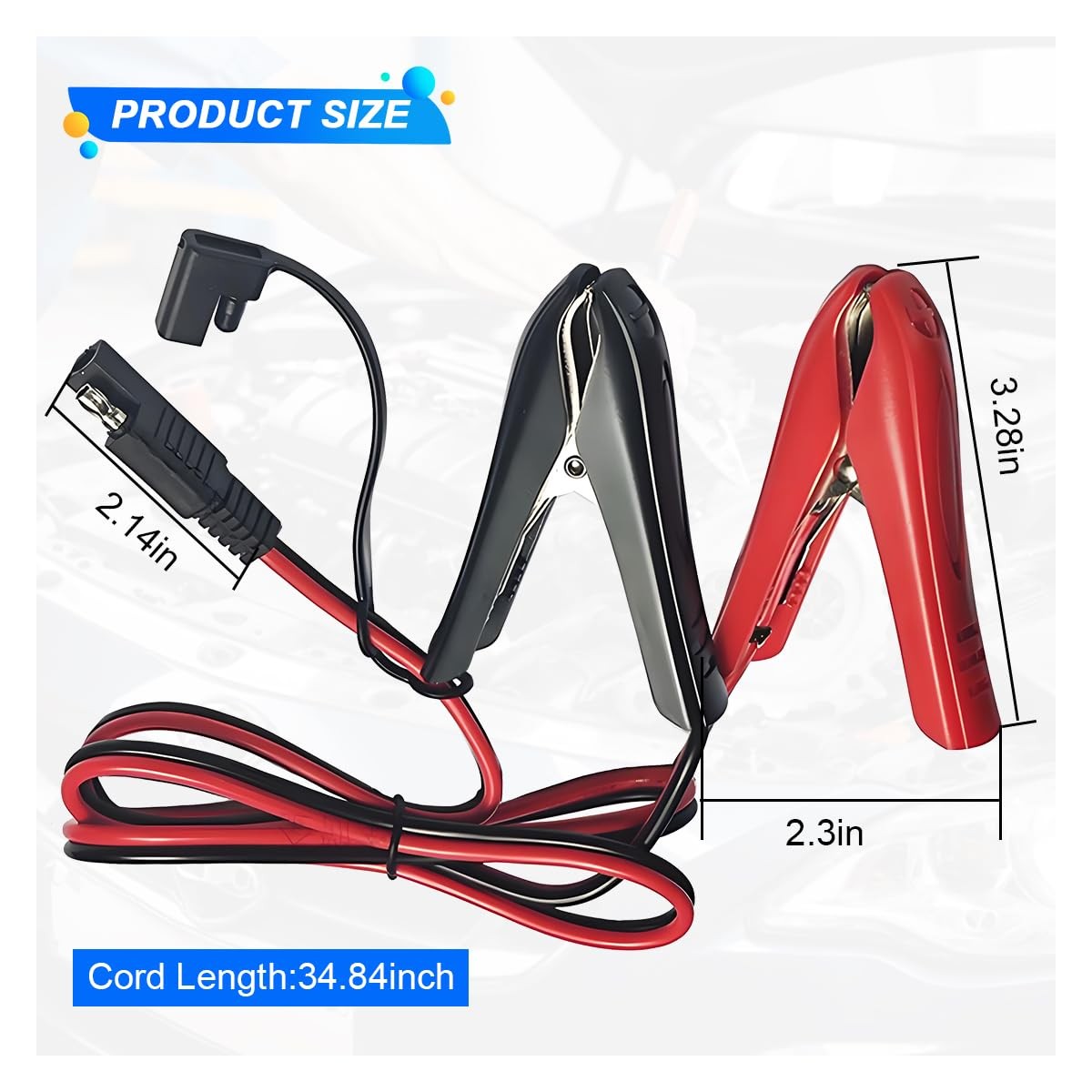 3.2FT 12V 14AWG Alligator Crocodile Clip to SAE Connector, Quick Release SAE …