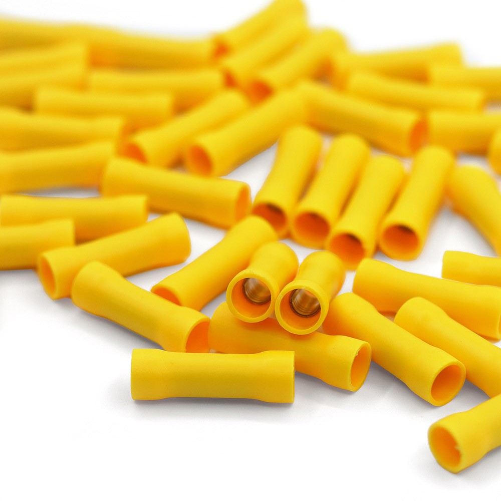 Insulated Butt Connectors 12-10 AWG Electrical Wire Crimp Terminals Yellow USA