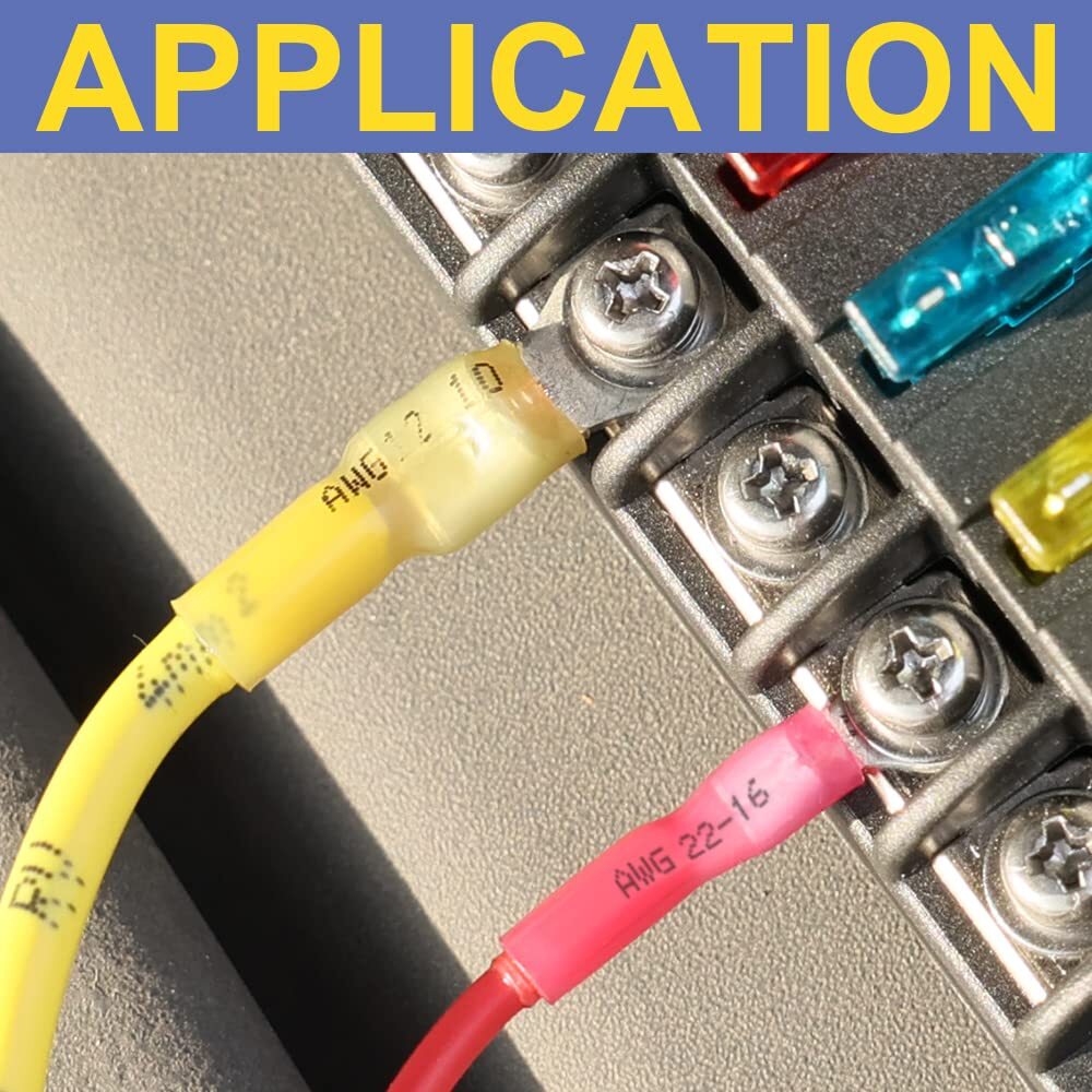 300PCS Heat Shrink Insulated Ring Crimp Terminals Connectors #10,1/4″,5/16″,3/8″