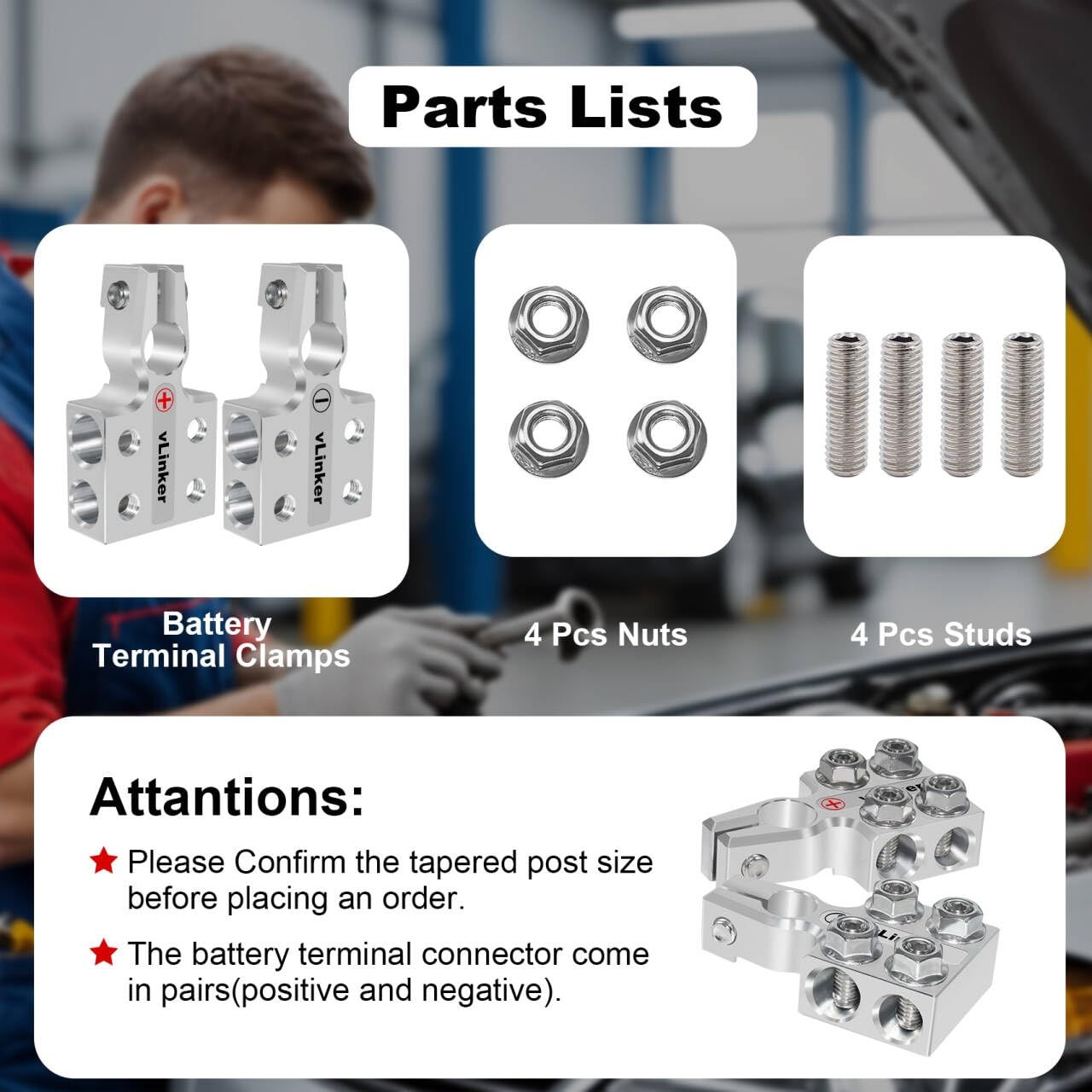 8Way Lead Acid Battery Terminal Connectors AGM Post Clamps 8AWG to 4/0 AWG