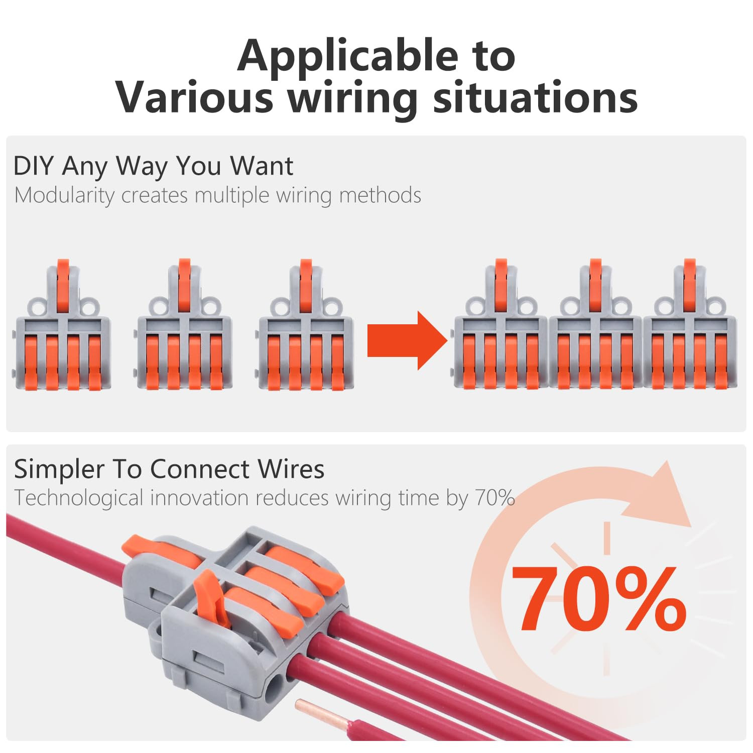 10Pcs Lever Wire Connectors, 1 in 4 Out DIY Mini Quick Terminal Block Compact Sp
