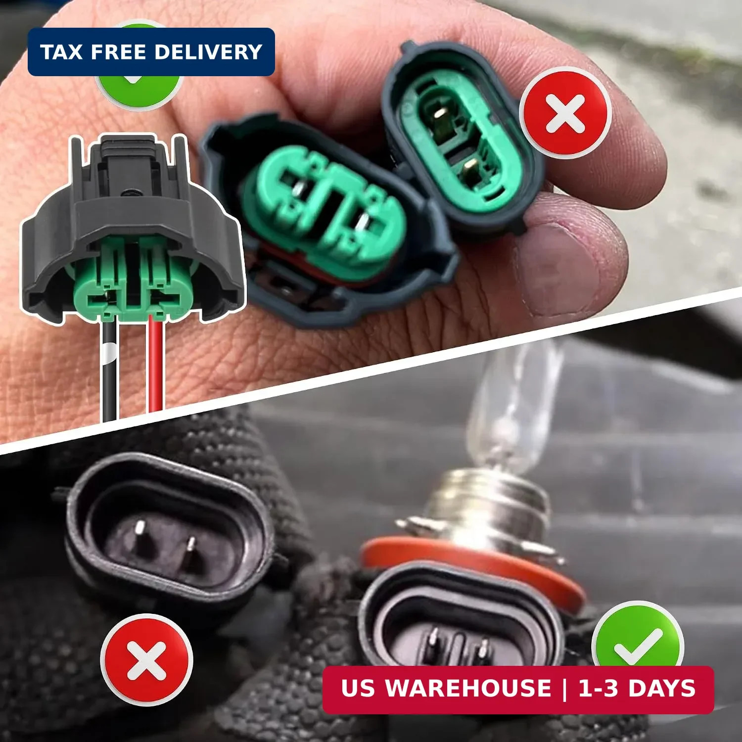 RED WOLF H8 H9 H11 880 881 Female Adapter Wire Connector Replace OEM Headlight F
