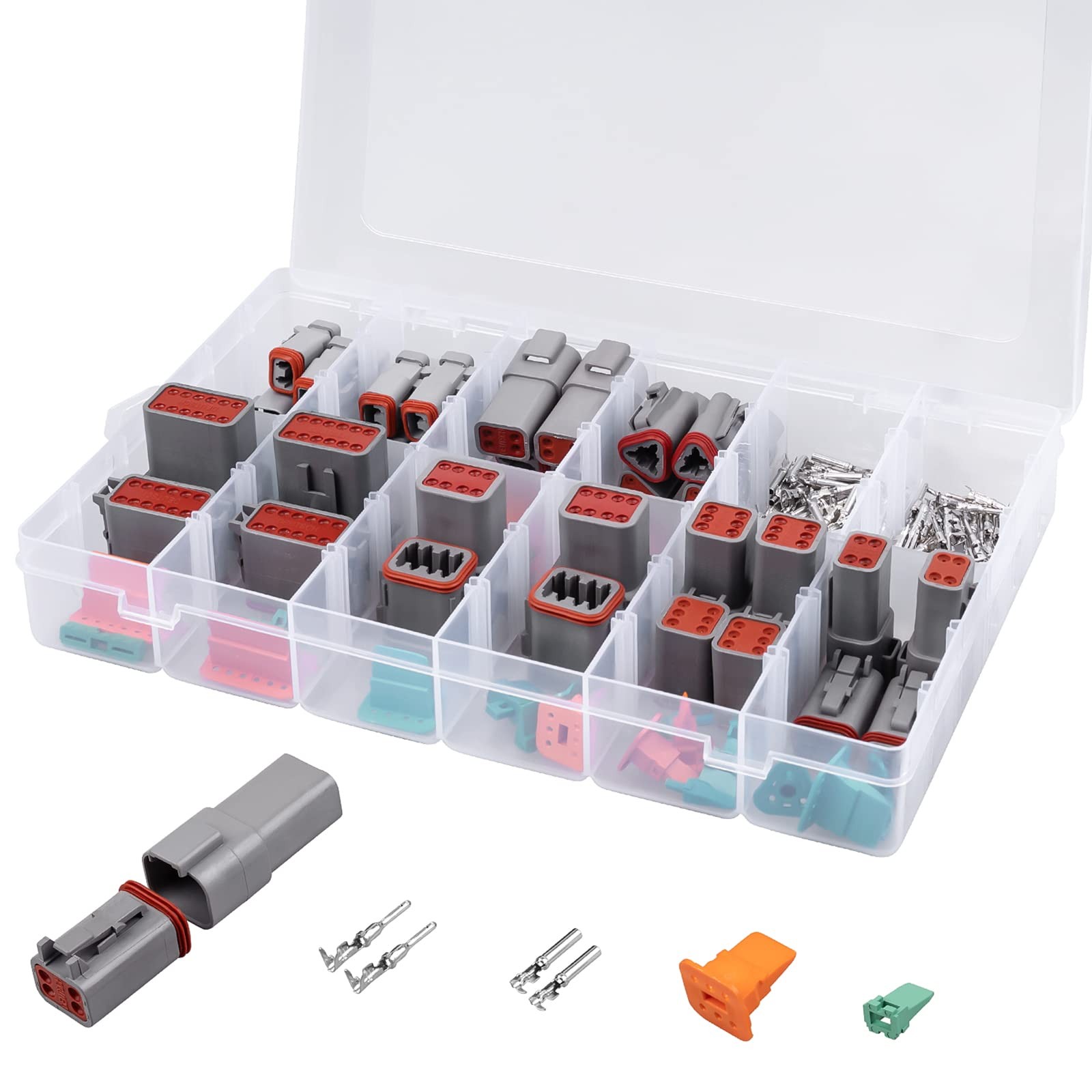 228 PCS Deutsch DT Connector Kit 2-12 Pin Gray Waterproof Automotive Electrical