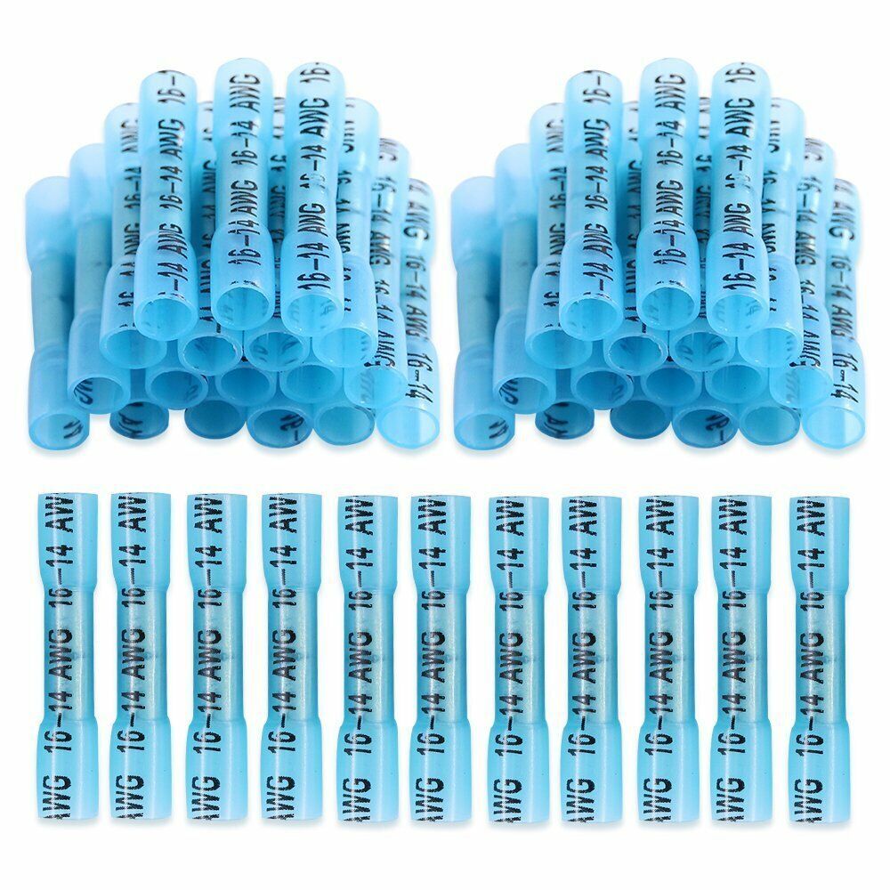 400/100Pcs 22-14 AWG Heat Shrink Butt Wire Splice Connectors Crimp Terminals Kit