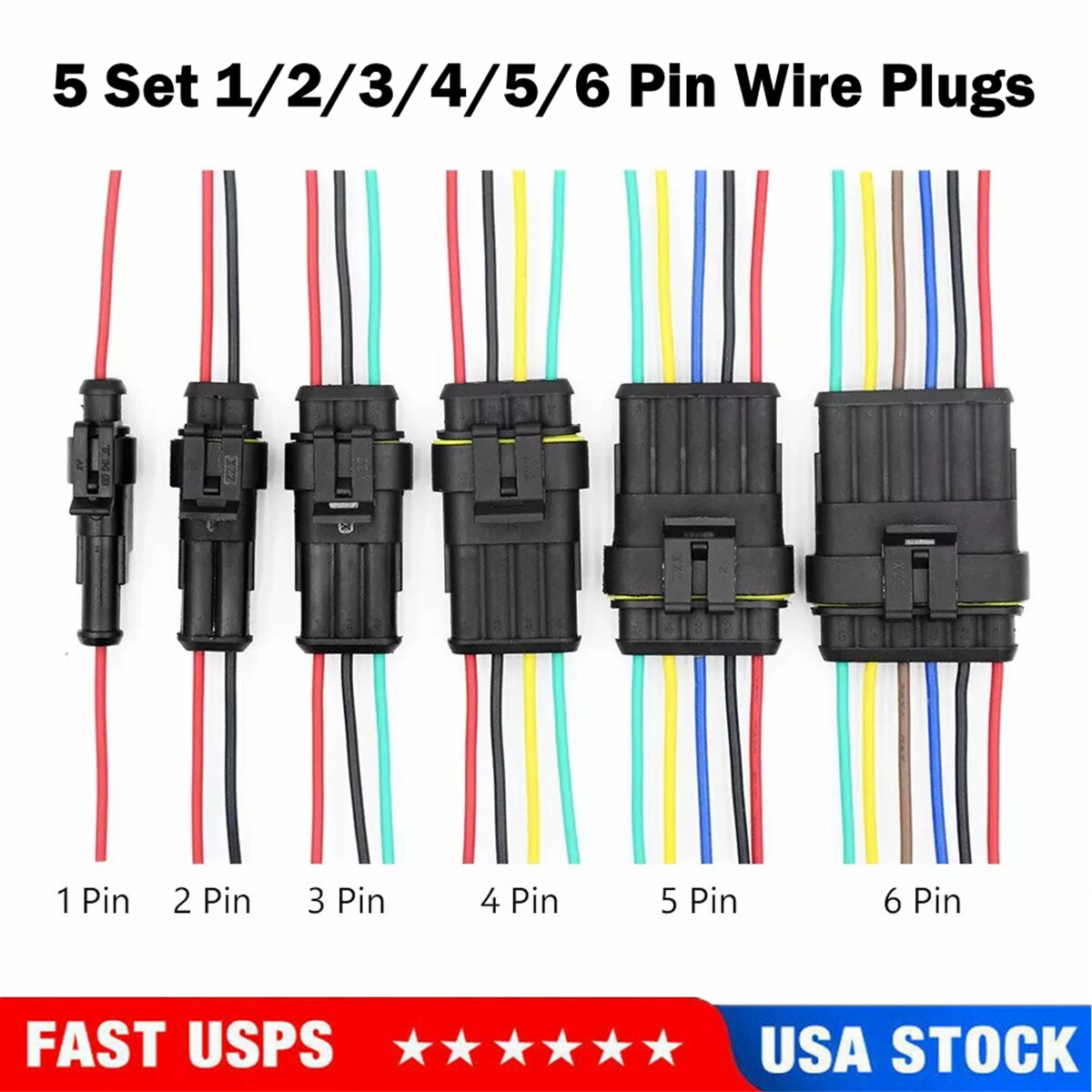 1/2/3/4/5/6 Pin/Wire Waterproof Plug Connector Male/Female Electrical Car Sealed