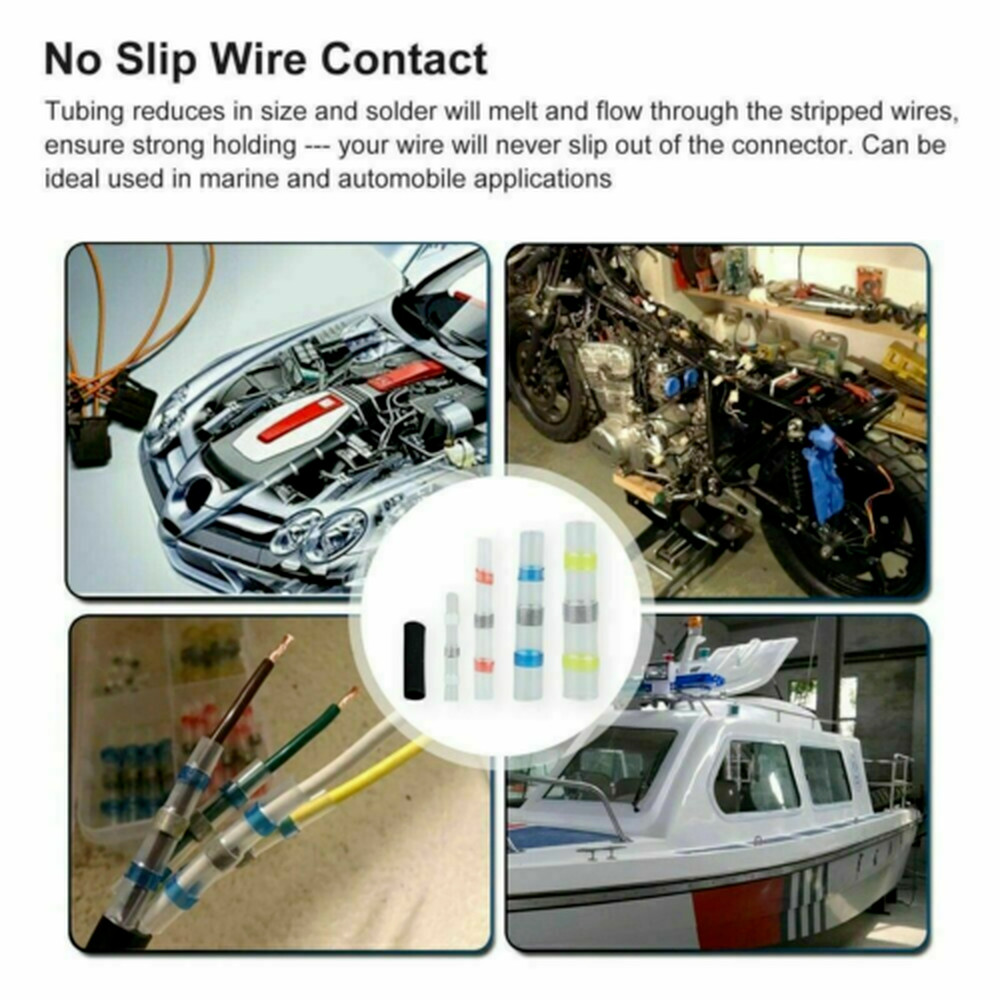 400PCS Waterproof Solder Seal Heat Shrink Wire Butt Terminal Connectors Kit Set