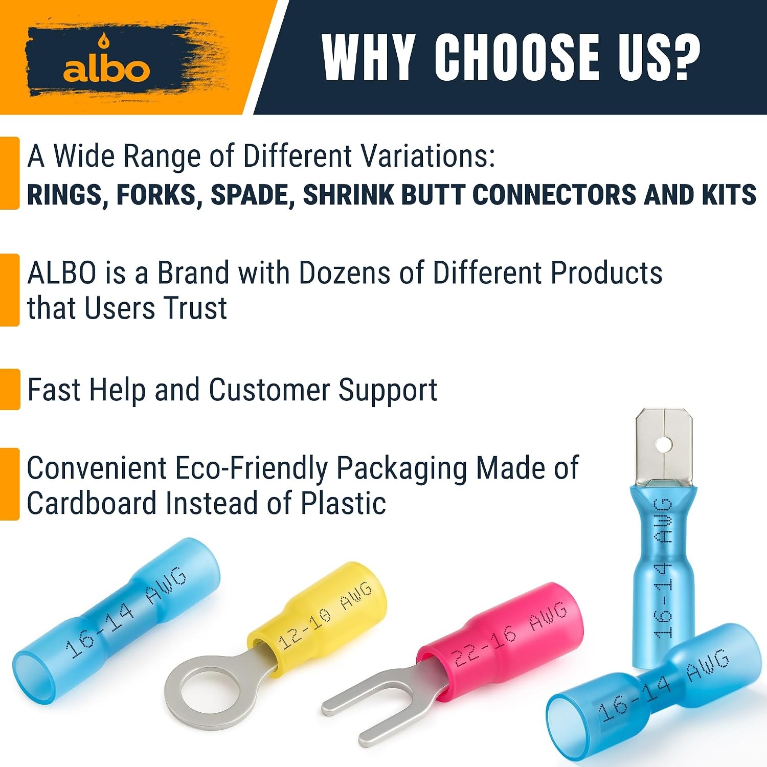 Heat Shrink Spade Connectors Kit, Waterproof Terminals for Marine & Automotive